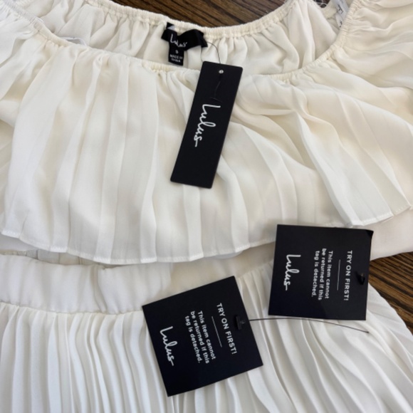 Lulus Perfectly Punctual White Colorblock Pleated Two-Piece Dress (S) | NWT - Picture 4 of 4